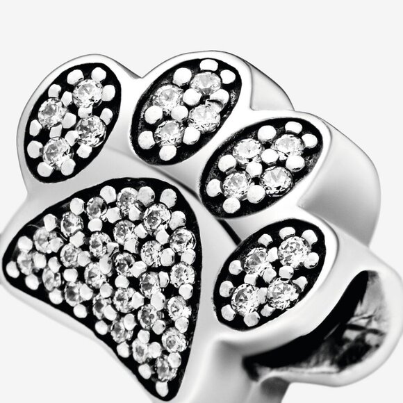 Pandora Dog Paw Print Charm with Clear - Picture 4 of 4
